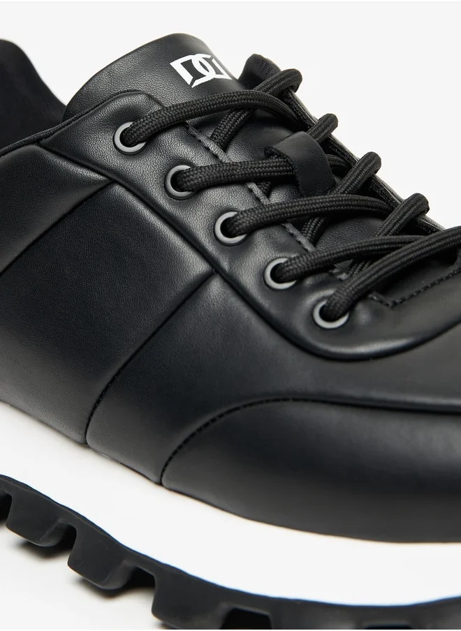 DUCHINI Men's Solid Sneakers with Chunky Sole and Lace-Up Closure