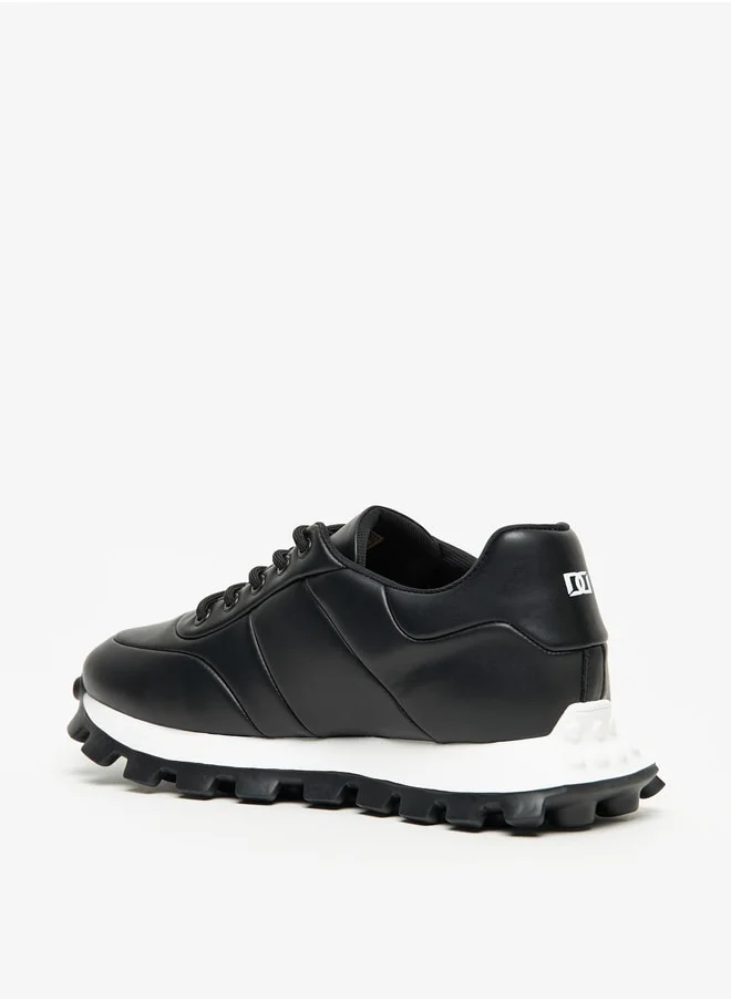 DUCHINI Men's Solid Sneakers with Chunky Sole and Lace-Up Closure
