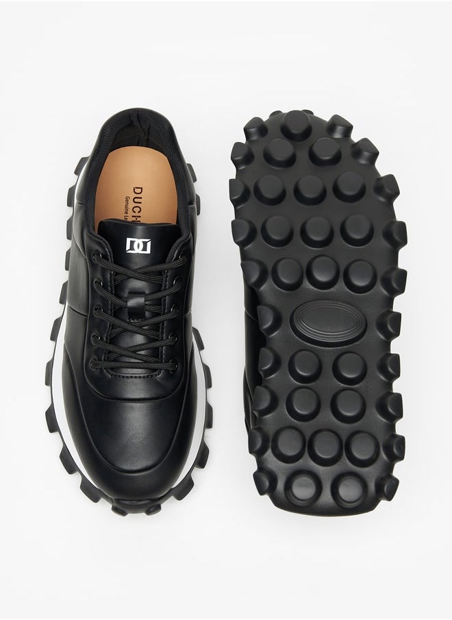 DUCHINI Men's Solid Sneakers with Chunky Sole and Lace-Up Closure  - Image 4