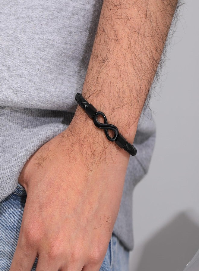 Sistble Gifts for Grandson, Grandson Bracelet Gifts from Grandma Leather Bracelet for Teens Black Infinity Bracelets love You Forever Knot Cuff Christmas Stocking Stuffers Birthday Gift - Image 4