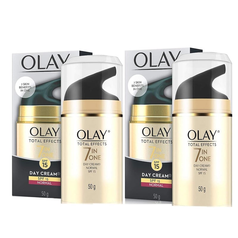 Olay Total Effects 7 in 1 Day Cream Normal with SPF 15 50g 17 oz Pack of 2 - Image 1