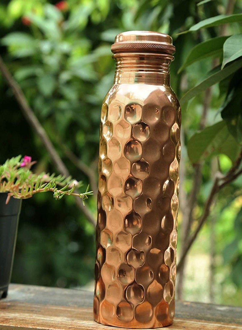Generic AVA DESIGNZ Pure Copper Water Bottle- Diamond Hammered Bottle, Capacity 34 Oz/1000 ml Copper Bottle for Home, Travel, Gifting 10 Year Warranty