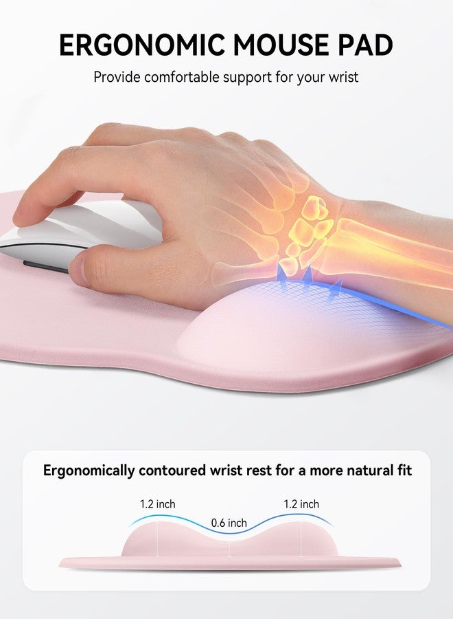 Laborio Mouse Pad with Wrist Rest, Ergonomic Mouse Pads for Desk, Office Non-Slip Mousepad with Gel Wrist Support(Light Pink, 10.6''L x 9''W) - Image 3