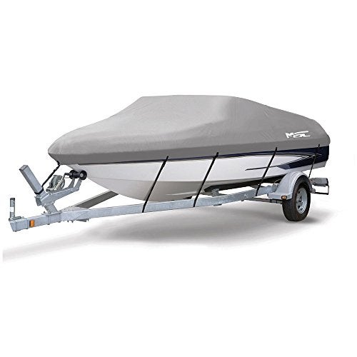 MSC Heavy Duty Oxford Ployester Made Trailerable Boat Cover,Fits V-Hull,Tri-Hull, Runabout Boat Cover (Model I - Length 24'-26' Beam Width: up to 108", Gray) - Image 1