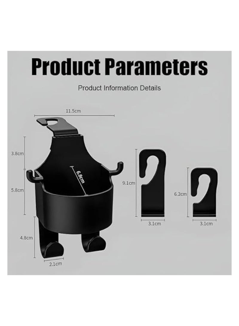 RATSAW Car Hook and Backseat Cup Holder 2 Pack Multi-functional Hook for Car Seat Back Universal Car Headrest Hook Seat Cup Cup Holder with Hooks for Car  - Image 2