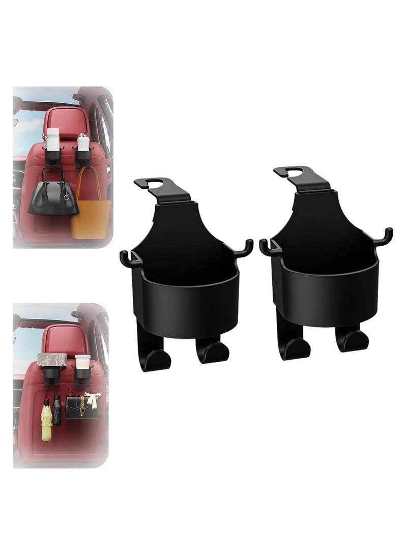 RATSAW Car Hook and Backseat Cup Holder 2 Pack Multi-functional Hook for Car Seat Back Universal Car Headrest Hook Seat Cup Cup Holder with Hooks for Car  - Image 1