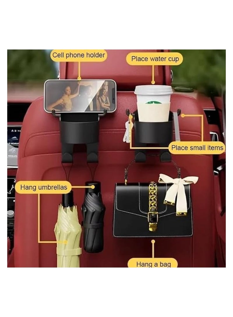 RATSAW Car Hook and Backseat Cup Holder 2 Pack Multi-functional Hook for Car Seat Back Universal Car Headrest Hook Seat Cup Cup Holder with Hooks for Car  - Image 4