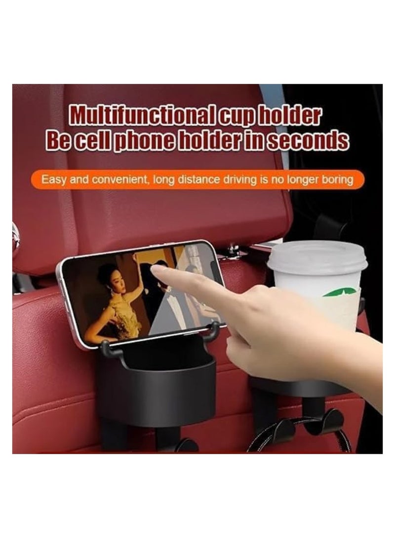 RATSAW Car Hook and Backseat Cup Holder 2 Pack Multi-functional Hook for Car Seat Back Universal Car Headrest Hook Seat Cup Cup Holder with Hooks for Car  - Image 3