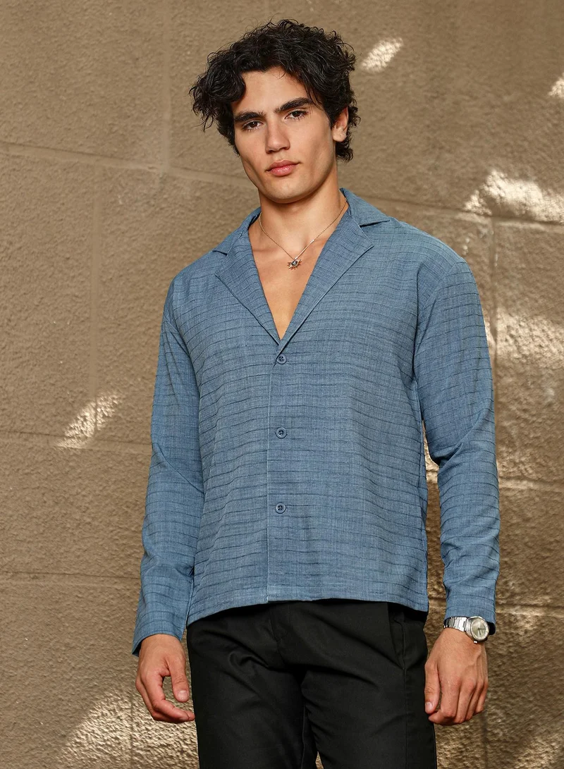 كامبوس سوترا قميص رجالي أزرق سماوي مخطط كوبي