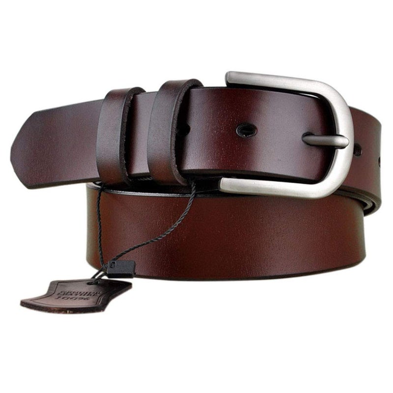 VONSELY Genuine Leather Belts for Dresses, Women Leather Fashion Belts for Pants, Wide Coffee 115CM - Image 4