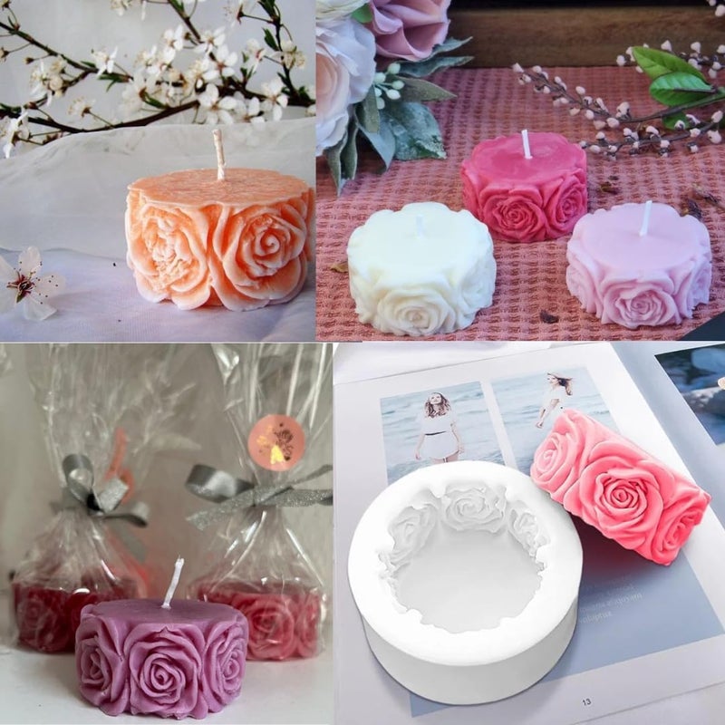 Skytail 3D Rose Column, Flower Heart & Rose Petal Heart Candle Molds for Making Candle Waxmelts Aromatherapy Clay Craft DIY Soap Resin Casting Home Decoration Chocolate Baking Cakes Candy Valentines Day Molds - Image 5