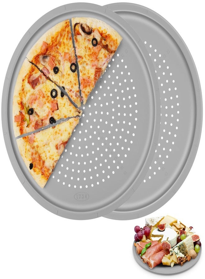 LYNG Pizza Pan 16 Inch, 2 Pack Silicone Nonstick Pizza Tray For Oven, Pizza Pan With Holes Dishwasher Safe, Suitable For Home Kitchen Dark Baking Grey - Image 1