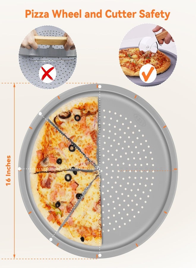 LYNG Pizza Pan 16 Inch, 2 Pack Silicone Nonstick Pizza Tray For Oven, Pizza Pan With Holes Dishwasher Safe, Suitable For Home Kitchen Dark Baking Grey - Image 3