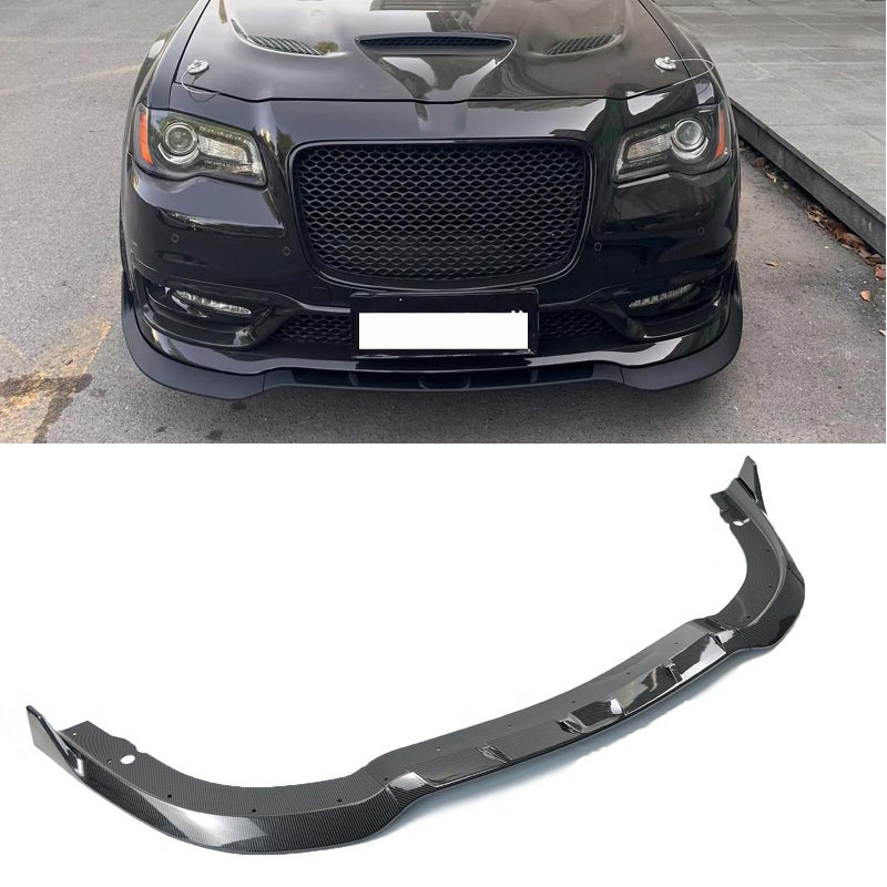 skkyoro Front Bumper Lip Splitter 3Pcs V3 Style Compatible with For Chrysler 300 C S SRT 2015-2023 (Carbon Fiber Print, SRT style) - Image 1
