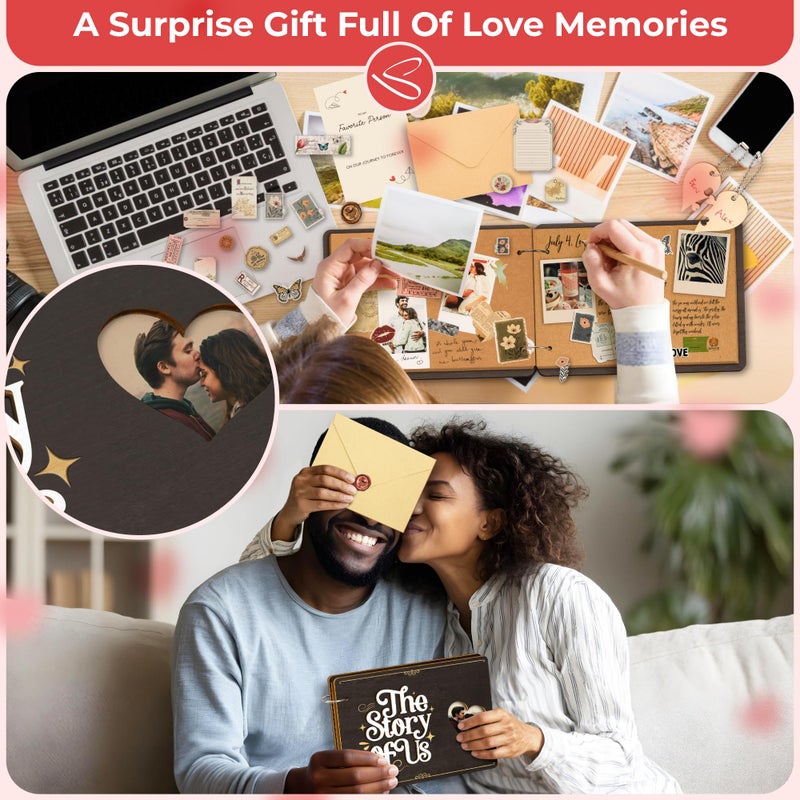 Stofinity The Story Of Us Anniversary Scrapbook - Couple Photo Album Journal, Wedding Gifts For Couples 2026, Anniversary Relationship Gifts For Him Her, Christmas Valentine Day Gift For Wife Husband - Image 4