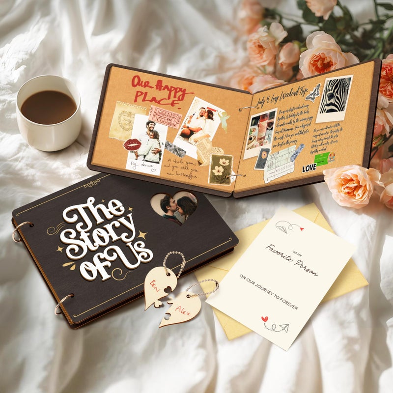 Stofinity The Story Of Us Anniversary Scrapbook - Couple Photo Album Journal, Wedding Gifts For Couples 2026, Anniversary Relationship Gifts For Him Her, Christmas Valentine Day Gift For Wife Husband - Image 1