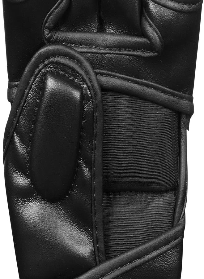 FightX MMA Gloves for Men & Women Training Grip Wristwrap Gloves for Practice Boxing Fingerless Fighting Gloves Gloves for Adult Taekwondo Gloves Lightweight Karate Sparring Gloves (Full Black, L/XL) - Image 4