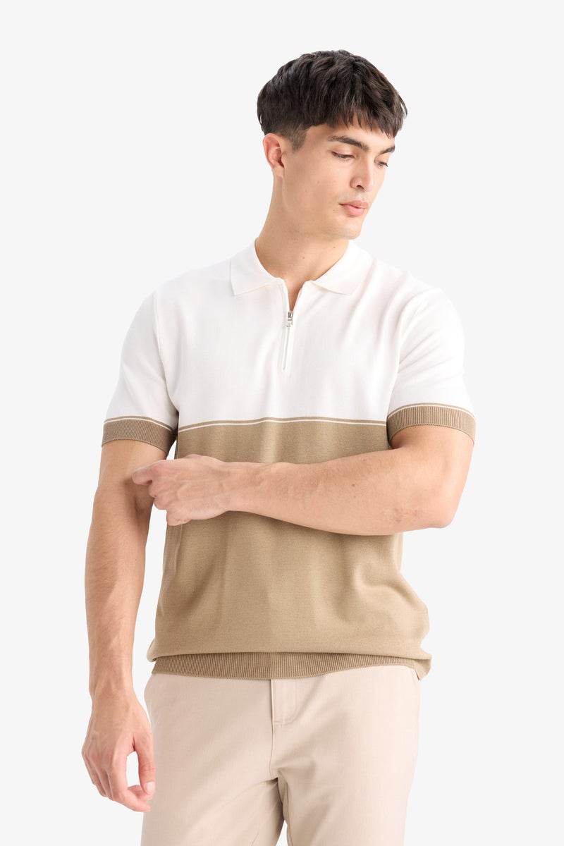 Man Standard Fit Polo Collar Knitwear Polo T Shirt