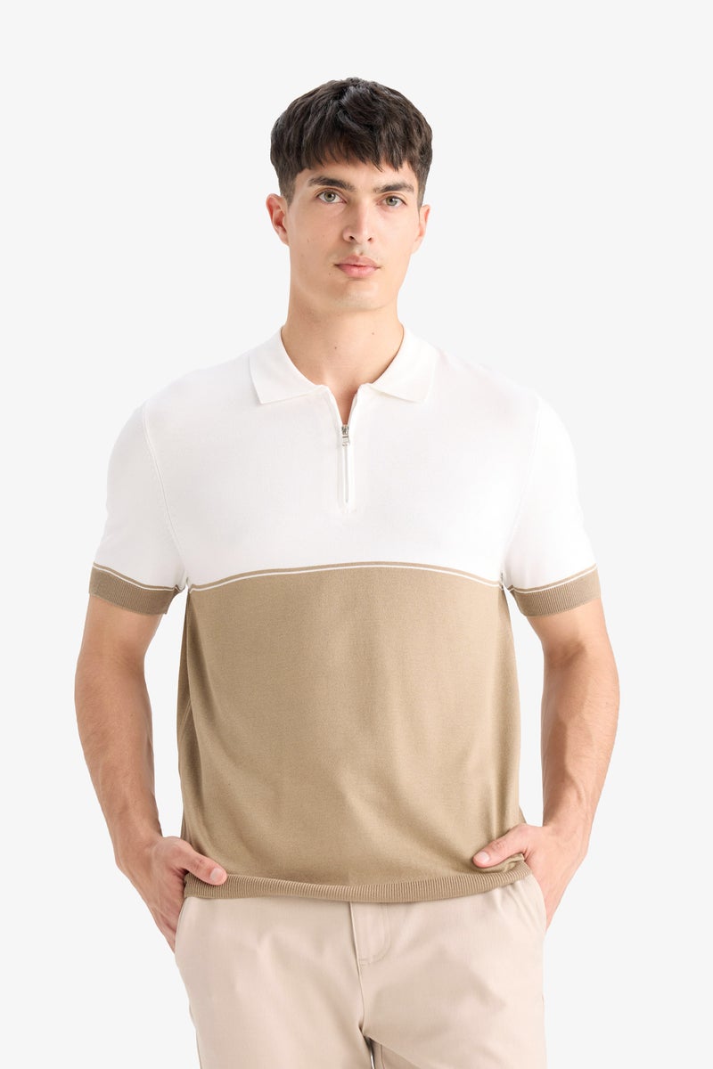 Man Standard Fit Polo Collar Knitwear Polo T Shirt