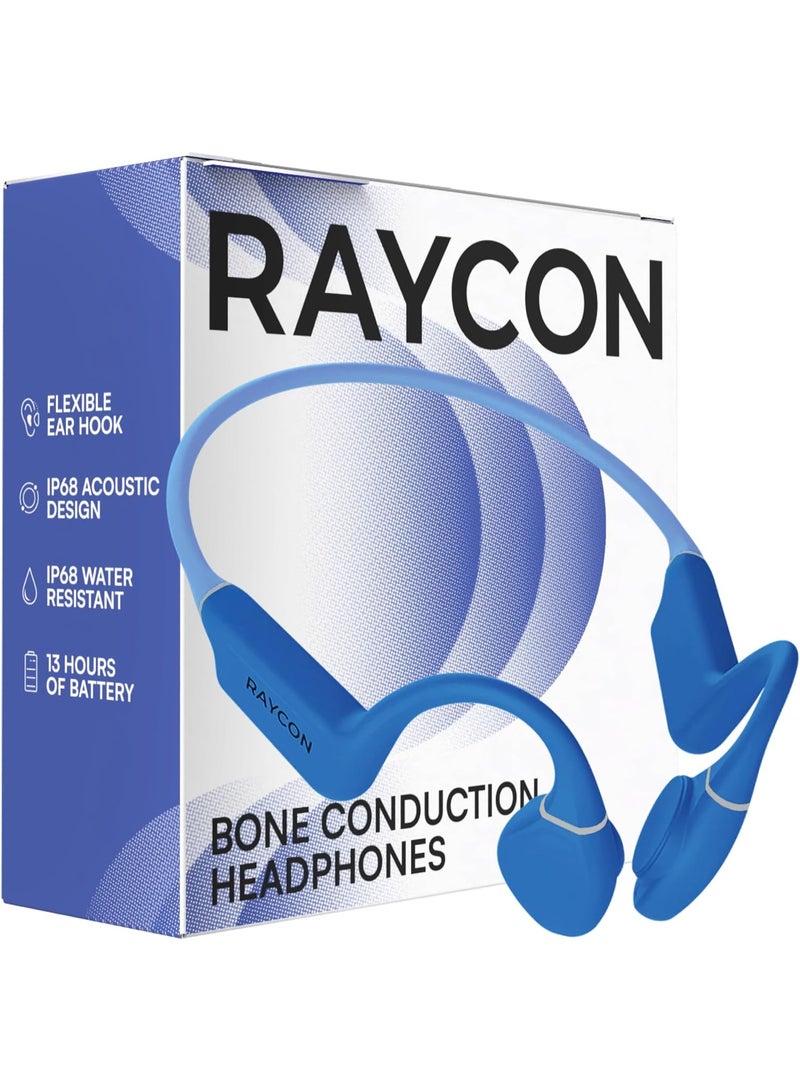 رايكون سماعات Raycon بتقنية التوصيل العظمي Bluetooth – سماعات رياضية مفتوحة الأذن للجري والتمارين، مقاومة للعرق والماء، مع ميكروفون، تشغيل حتى 13 ساعة، أزرق - Image 1