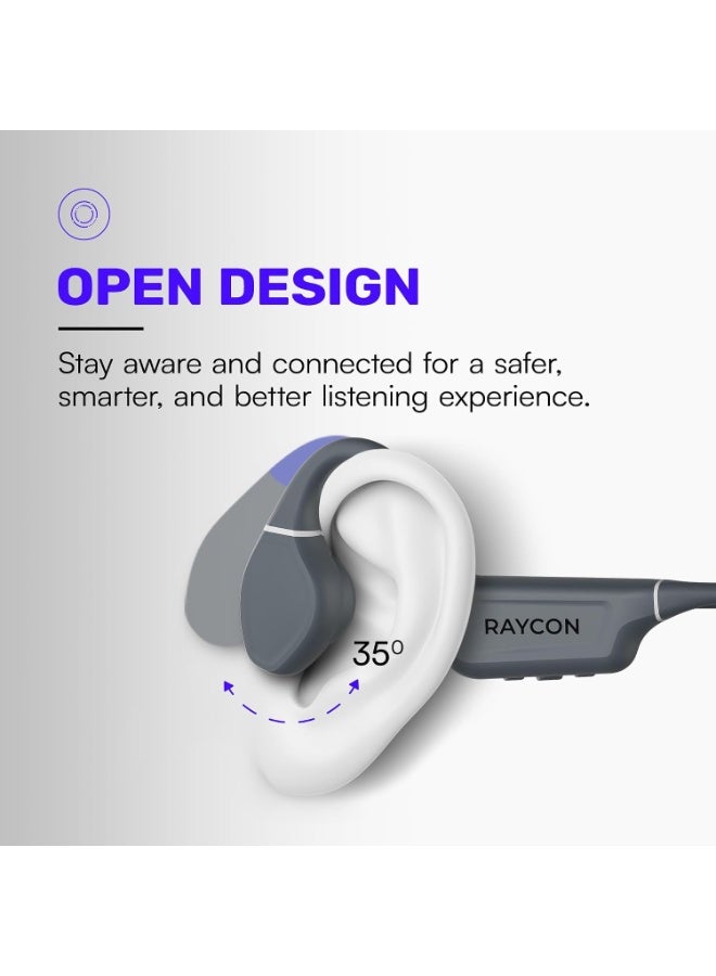 رايكون سماعات Raycon بتقنية التوصيل العظمي Bluetooth – سماعات رياضية مفتوحة الأذن للجري والتمارين، مقاومة للعرق والماء، مع ميكروفون، تشغيل حتى 13 ساعة، أزرق - Image 3