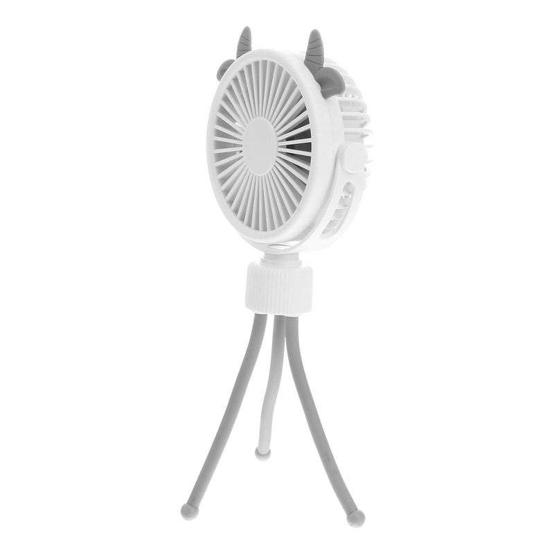 White Portable Stroller Fan with USB Rechargeable Battery and Flexible Tripod Clip for Travel - Image 2