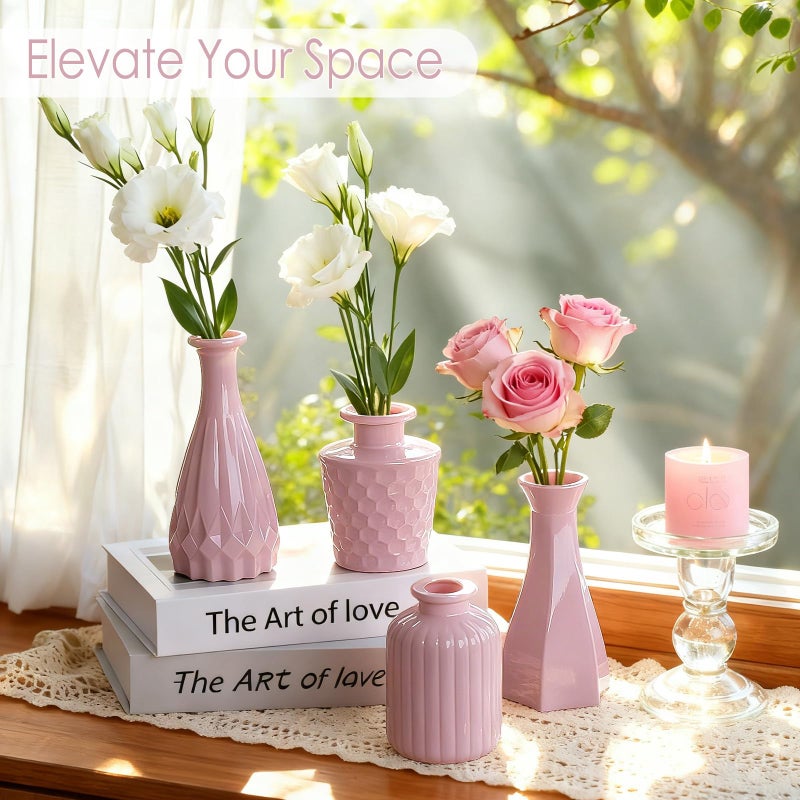 TBWIND Blush Pink Glass Bud Vase Set of 12 â€“ Mini Vintage Vases for Flowers, Centerpieces, Wedding & Home DÃ©cor - Image 5