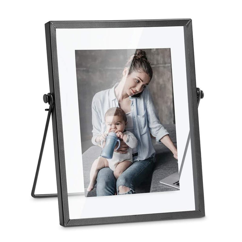 AceList 5x7 Picture Frame Collection Black Metal Floating Frame for Wedding  Bedroom  Home  Office Decor