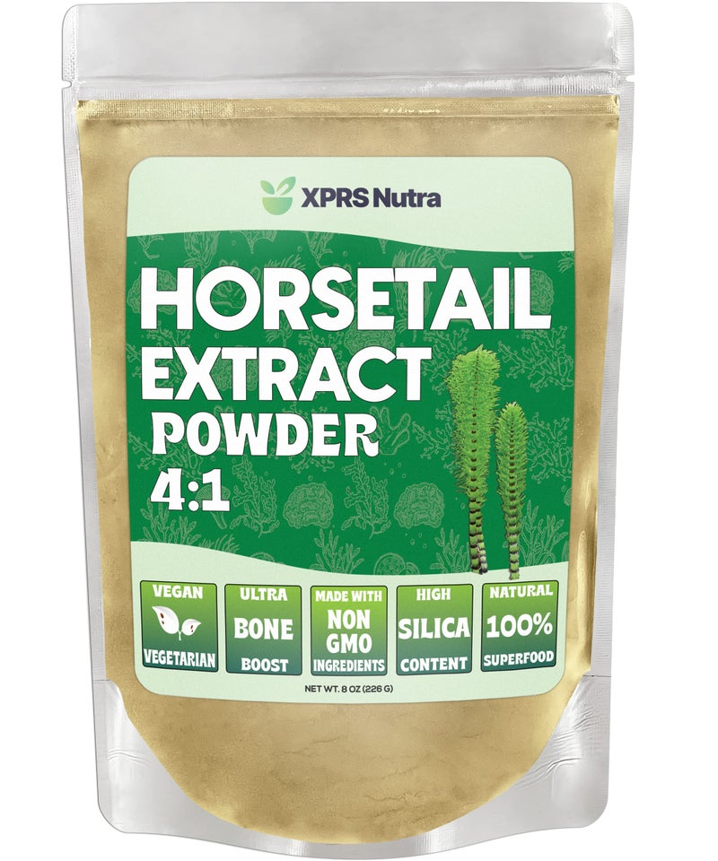 XPRS Nutra Horsetail Extract Powder for Hair Nails and Bones High Potency Horsetail Root Powder High Silica Content for Maximum Results Vegan Friendly Horstail Extract 8 oz