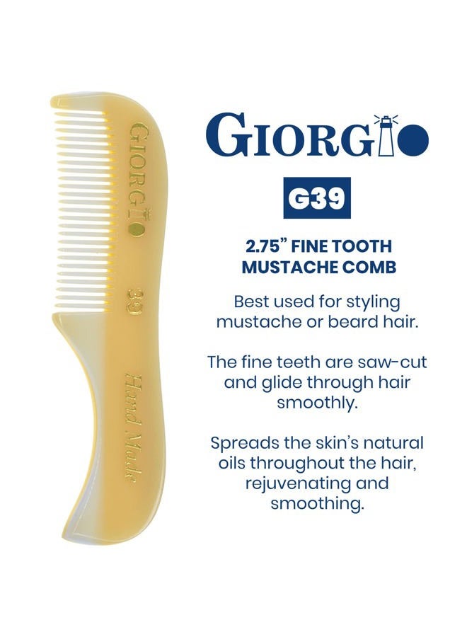 Giorgio Beard Combs Set - Handmade Ivory Beard Comb Kit for Beard and Mustache Grooming - Includes Fine and Wide Tooth Pocket Dresser Comb + Fine Tooth Straightening Comb + Fine Teeth Mustache Comb - Image 4