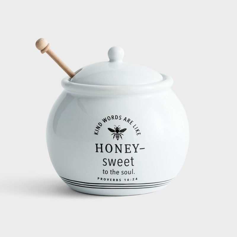 DaySpring  Sweet to The Soul  Inspirational Ceramic Honey Pot with Wood Dipper 16 Oz J2057 - Image 2