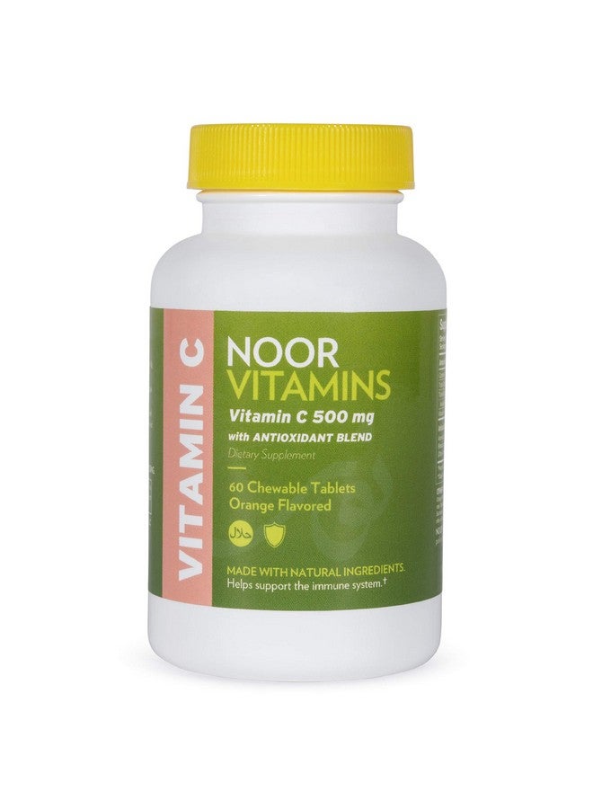 Noor Vitamins 500 Mg Halal Vitamin C Chewable Tablets + Rose Hips And Antioxidants I Supports Immune System I Vegan Gluten Free & Halal Vitamin 60 Orange Flavored Chewable Tablets I 2 Month Supply - Image 1