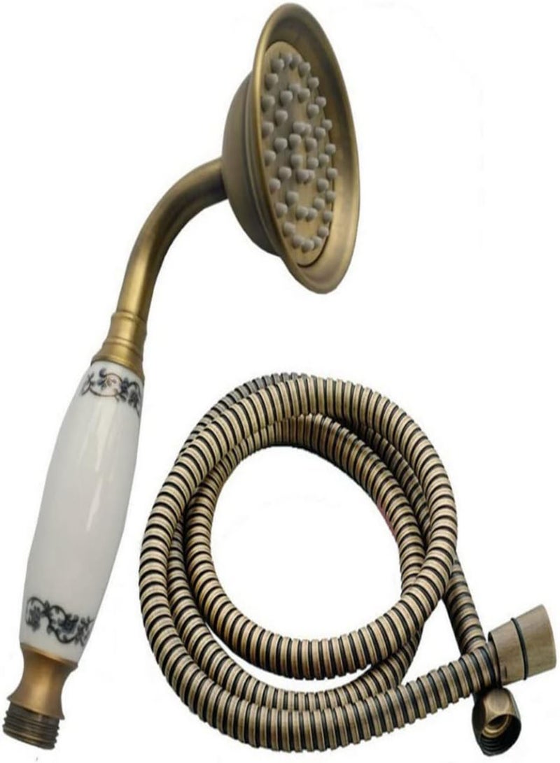 GGOOT Retro Shower Head Copper Handheld Spray Shower Head Bathroom Accessories with 1.5m Hose, Shower Head, Shower Head with Hose, Copper Hand Shower, Retro Handheld Shower, Bathroom Shower Accessories - Image 1