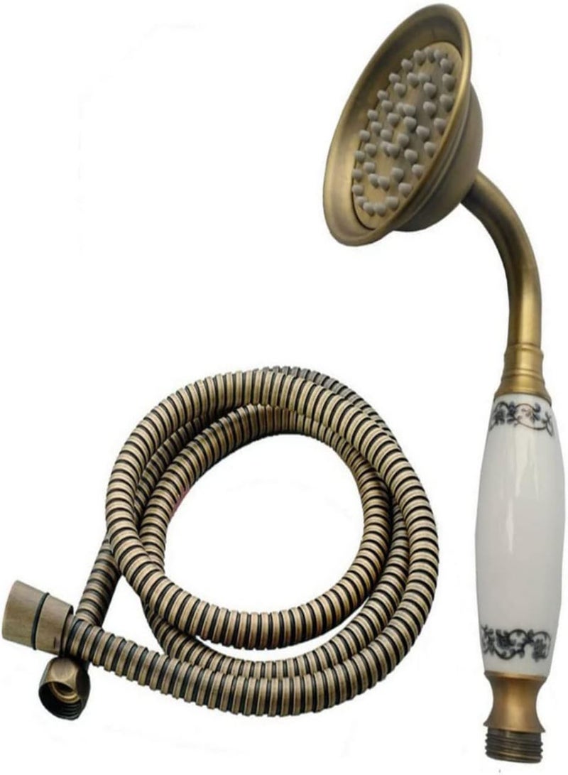 GGOOT Retro Shower Head Copper Handheld Spray Shower Head Bathroom Accessories with 1.5m Hose, Shower Head, Shower Head with Hose, Copper Hand Shower, Retro Handheld Shower, Bathroom Shower Accessories - Image 5