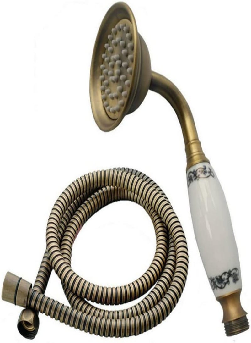 GGOOT Retro Shower Head Copper Handheld Spray Shower Head Bathroom Accessories with 1.5m Hose, Shower Head, Shower Head with Hose, Copper Hand Shower, Retro Handheld Shower, Bathroom Shower Accessories - Image 3