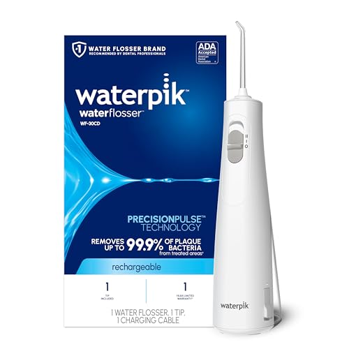Waterpik Cordless 1100 Rechargeable Portable Water Flosser for Teeth Cleaning and Flossing Travel Braces Care Healthier Gums Waterproof for Shower ADA Accepted WF30CD White Packaging May Vary - Image 1