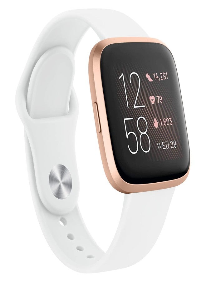 اي كي أساور سيليكون AK متوافقة مع Fitbit Versa 2 / Versa / Lite / SE، أساور رياضية بديلة كلاسيكية ناعمة للنساء والرجال (أبيض) - Image 1