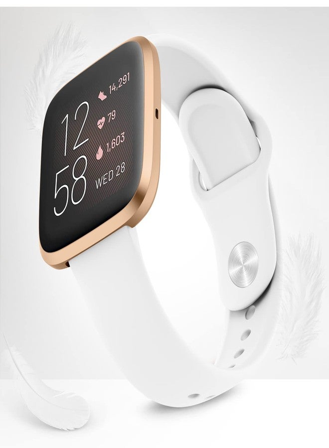 اي كي أساور سيليكون AK متوافقة مع Fitbit Versa 2 / Versa / Lite / SE، أساور رياضية بديلة كلاسيكية ناعمة للنساء والرجال (أبيض) - Image 4
