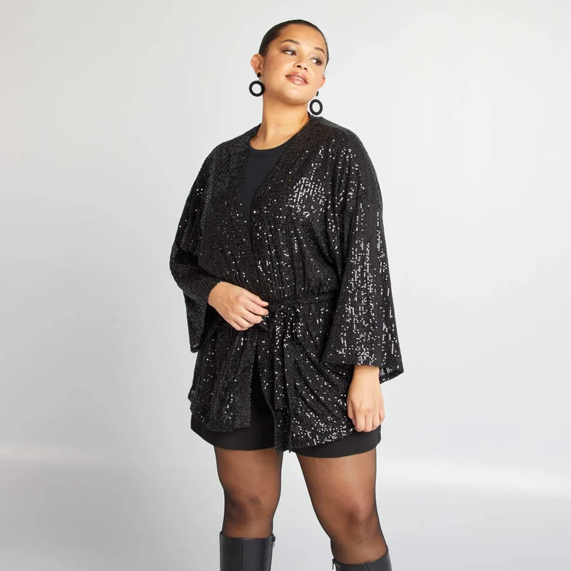 Kiabi Sequined Party Kimono Black