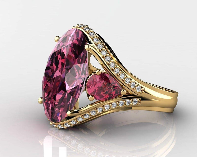 Vintage 925 Sterling Silver Emerald Ruby Ring Cocktail Rings Oval Cut Green Gem Cubic Zirconia Anniversary Promise Ring CZ 3Stone Eternity Engagement Wedding Band Ring for Women Ruby US Code 9