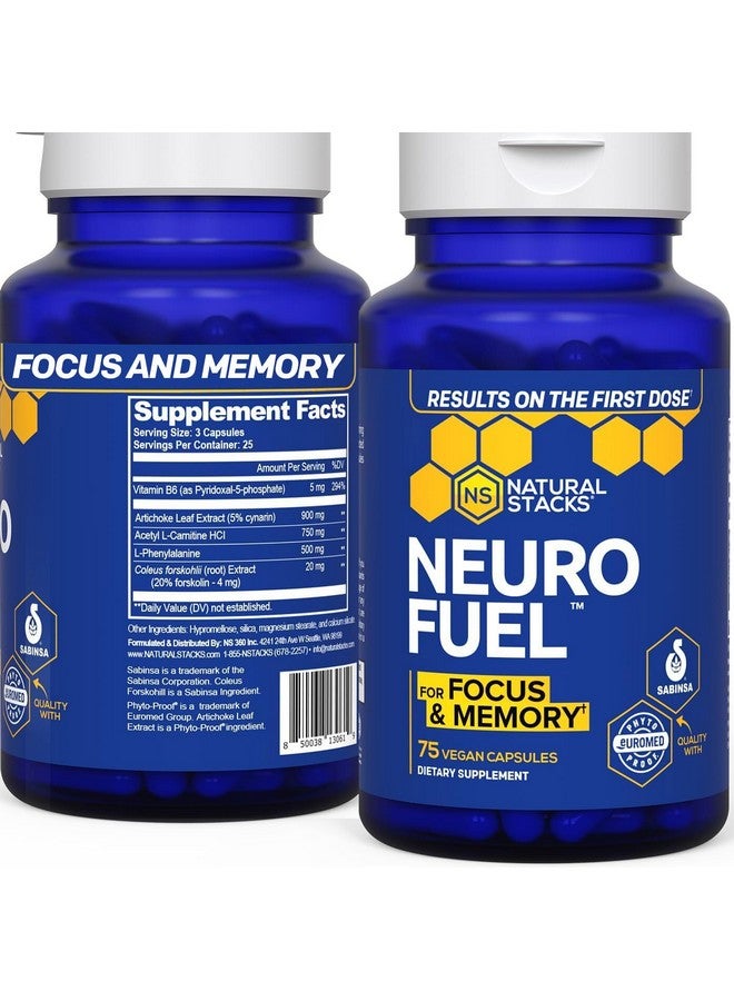 Natural Stacks مكمل دعم الدماغ NATURAL STACKS NeuroFuel - 750 ملغ L-Carnitine و 500 ملغ L-Phenylalanine - مكمل للذاكرة والتركيز* - 75 حبة تركيز - Image 1