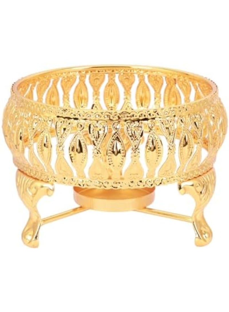 SYOSI Teapot Warmer, Alloy Silver Tea Warmer with Tealight Holder Teapot Heating Base Candle Holder, Brushed Stainless Steel Teapot Warmer for Glass Teapots Ceramic Teapots (Golden) - Image 1