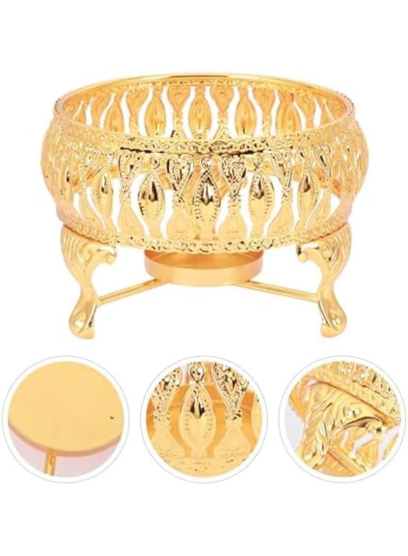 SYOSI Teapot Warmer, Alloy Silver Tea Warmer with Tealight Holder Teapot Heating Base Candle Holder, Brushed Stainless Steel Teapot Warmer for Glass Teapots Ceramic Teapots (Golden) - Image 4