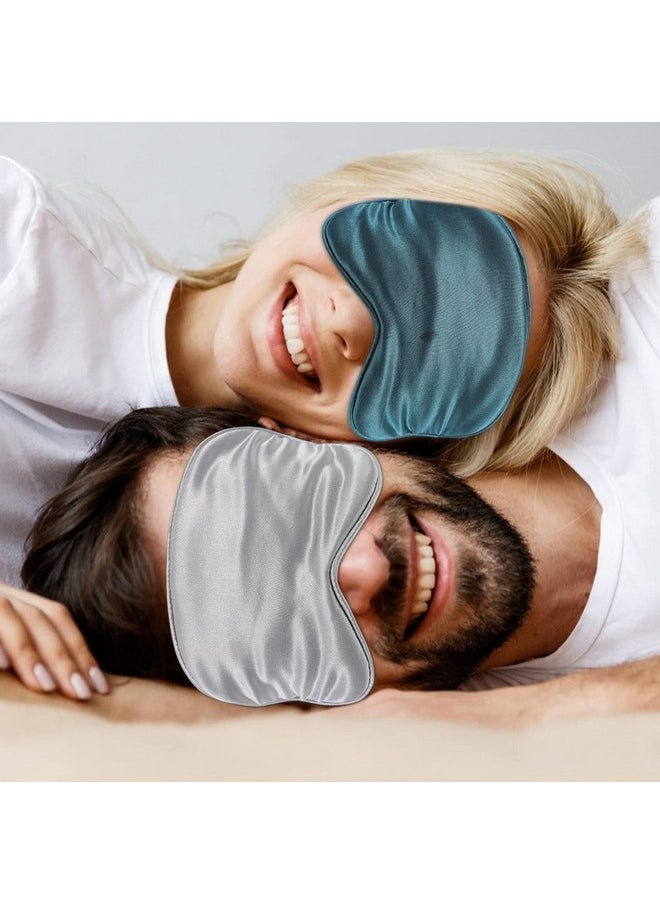 Healifty Satin Scrunchies Hair Ties 3pcs Eye Cover and Hair Scrunchie Set Silk Satin Sleeping Eye Masks Soft Eye Night Blindfold for Women and Men Satin Scrunchies Hair Ties  - Image 3