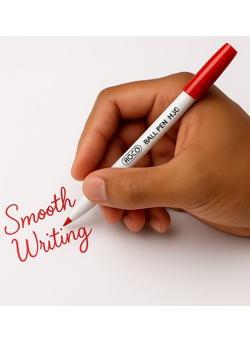 روكو قلم حبر 1430 - علبة 10 أقلام، حبر أحمر، رأس إبرة 1 ملم – كتابة سلسة - Image 2