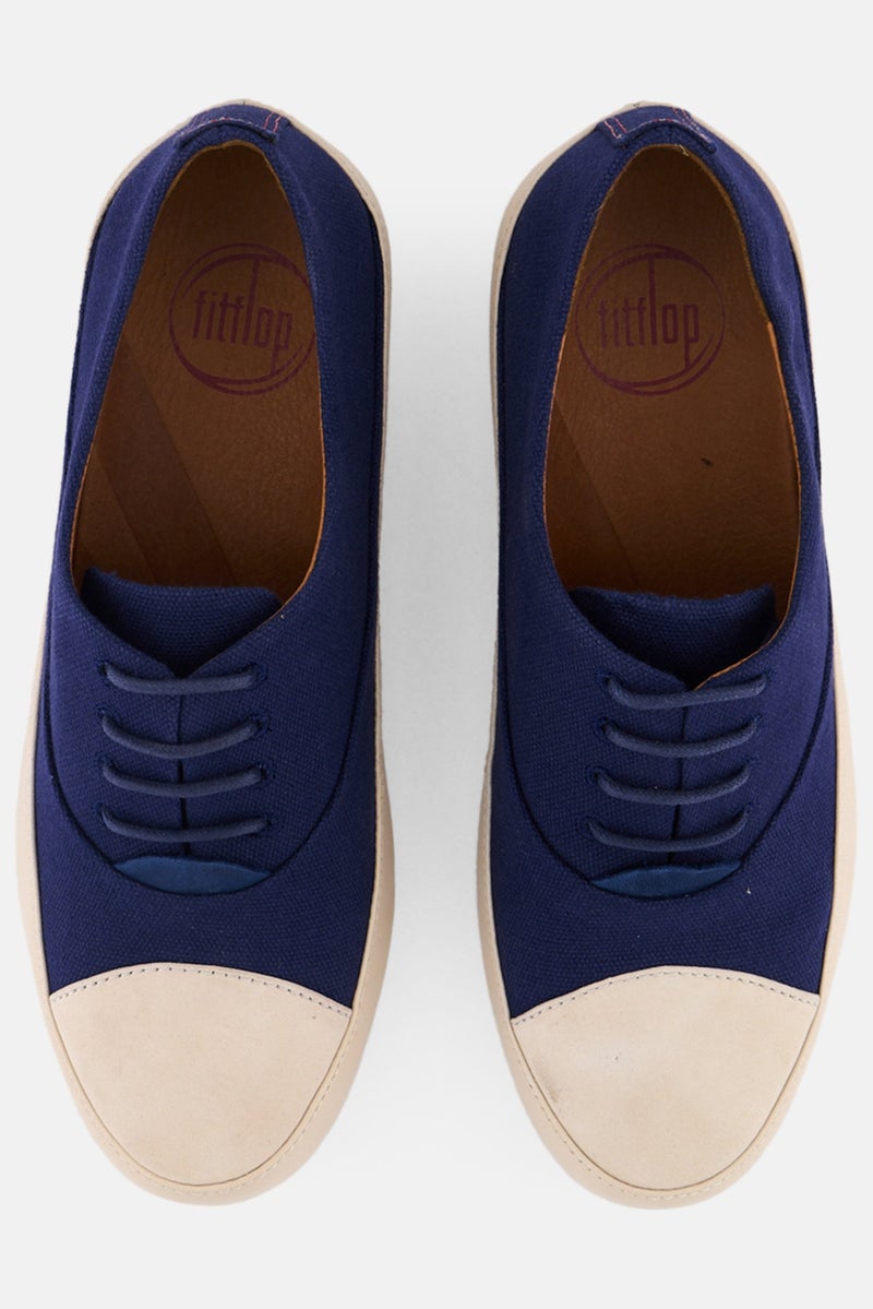 FitFlop أحذية كاجوال لفتاة صغيرة بنمط أكسفورد مزودة بأربطة، زرقاء - Image 2