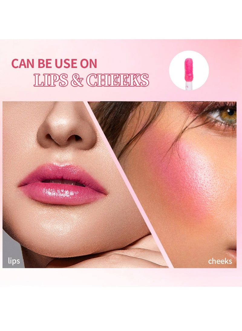 ibcccndc Pink Lip Serum Lip Gloss Oil for Plumper and Moisturizer Serum Hydrating Lip Serum for Dry Peeling and Dark Lips Color Changing Lip Oil for Lips and Cheeks Gorgeous Glow of Lips 5.5g  - Image 3