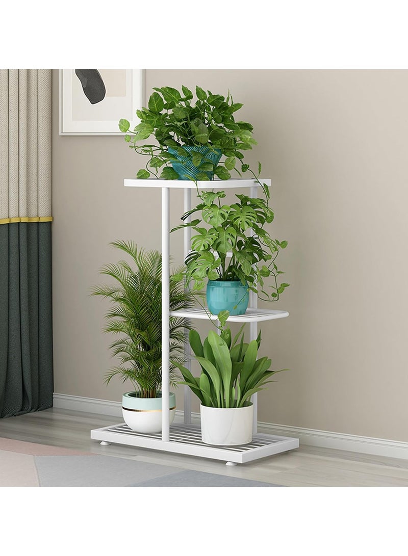 RATSAW 3 Tier Metal Plant Rack - Indoor Outdoor Flower Pot Shelf - Corner Flower Pot rack, Garden Patio Lawn Balcony Office Multi-Plant Planter Organizer for Four Trays of Plants-White  - Image 1