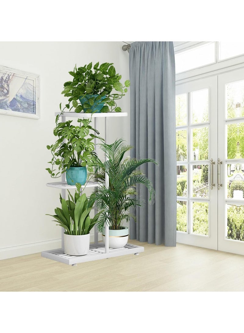 RATSAW 3 Tier Metal Plant Rack - Indoor Outdoor Flower Pot Shelf - Corner Flower Pot rack, Garden Patio Lawn Balcony Office Multi-Plant Planter Organizer for Four Trays of Plants-White  - Image 4