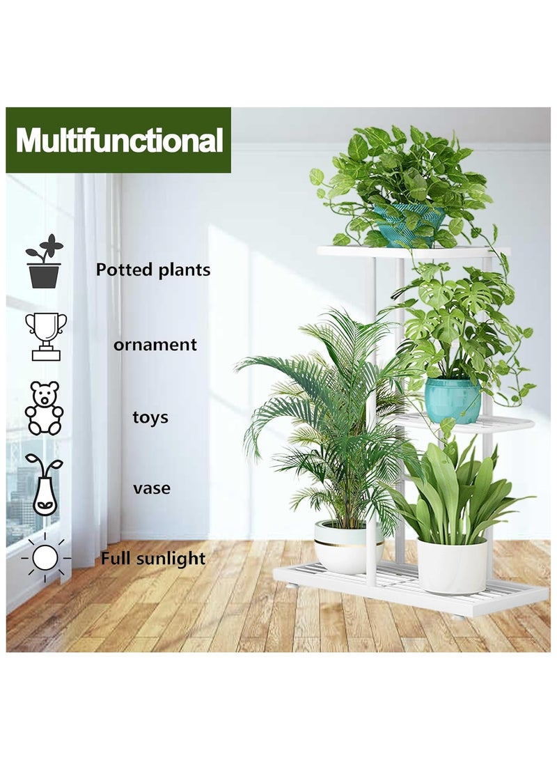 RATSAW 3 Tier Metal Plant Rack - Indoor Outdoor Flower Pot Shelf - Corner Flower Pot rack, Garden Patio Lawn Balcony Office Multi-Plant Planter Organizer for Four Trays of Plants-White  - Image 3